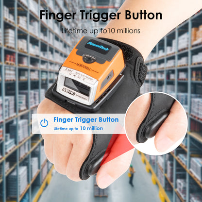 POSUNITECH ES02 2D Wearable Barcode Scanner, Hands-Free Glove QR Code Reader with Bluetooth, Wireless Inventory Picking Scanner for Warehouse, Logistics, Retail & Management System