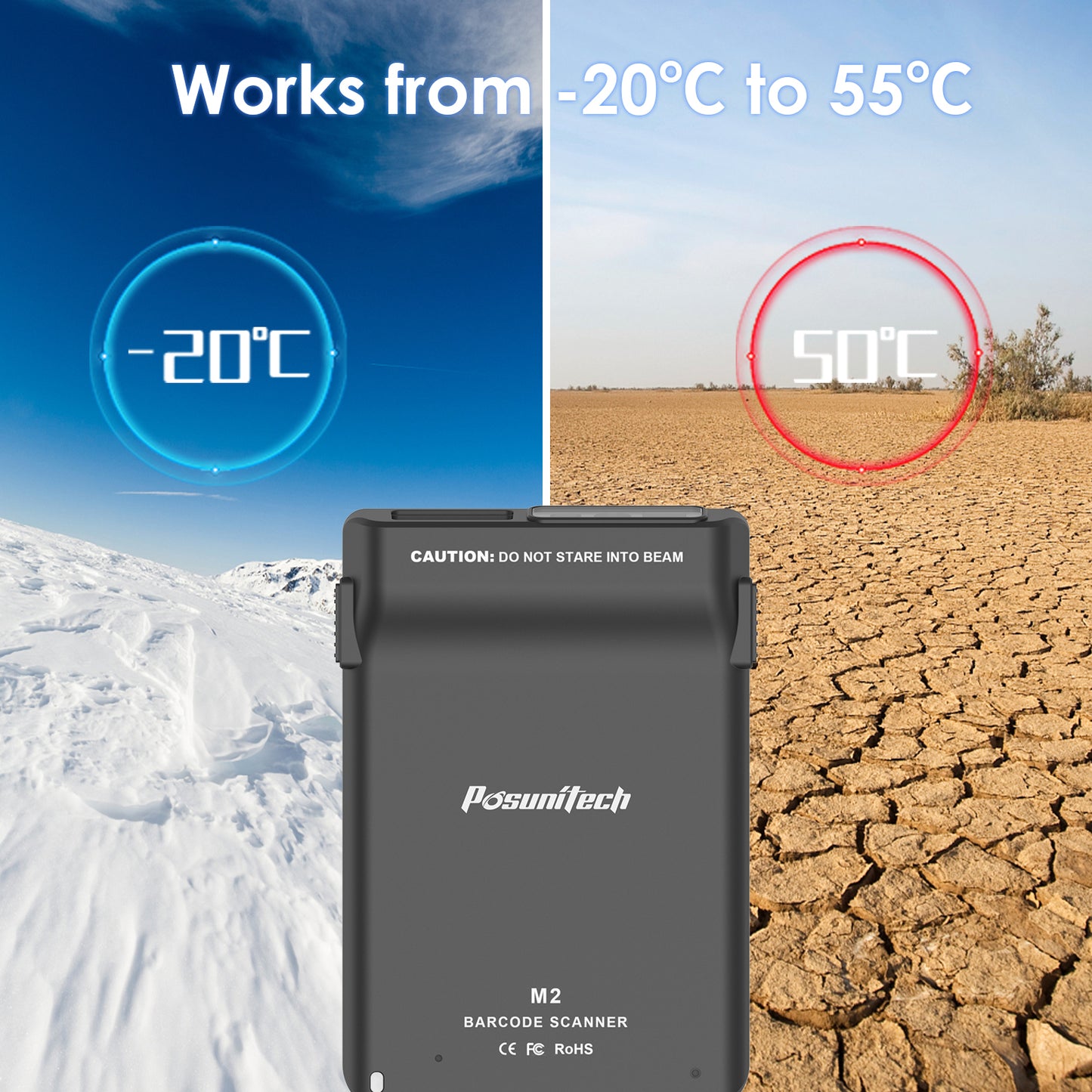 M2 backclip Barcode Scanner, Wireless Bluetooth 2D Barcode Scanner, Compatible with Multiple Mobile Phone Models