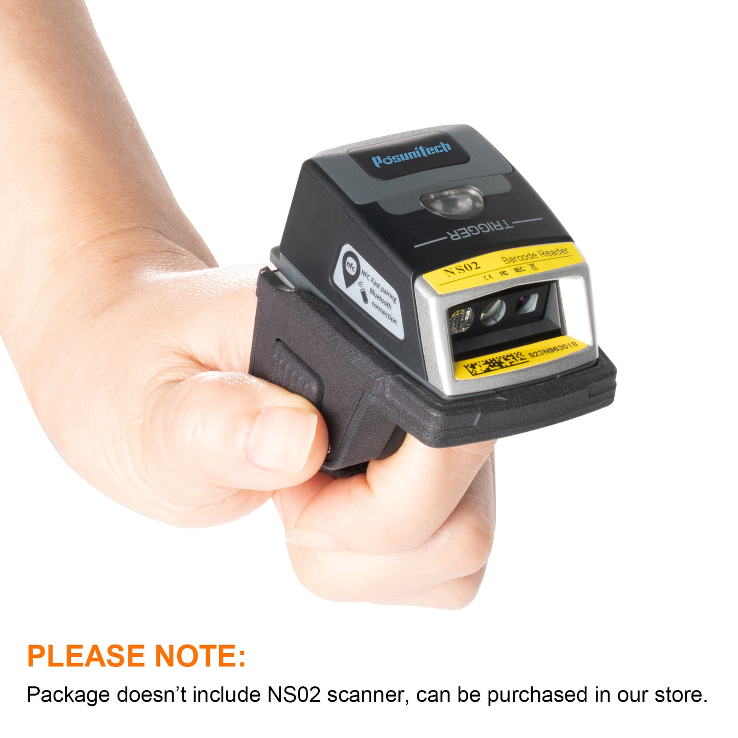 Posunitech Ring base Left Hand OF02 for 1D/2D Imager Mini Pocket Barcode Scanner Warehouse Pickup, Wearable Wrist Straps Hands-Free Wireless Storage Reader