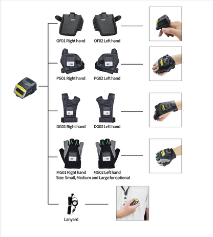 Finger Trigger Glove Left Hand DG02 for 1D/2D Imager Mini Pocket Barcode Scanner Wearable Wrist Straps Hands-Free Wireless Storage Reader, Warehouse Pickup