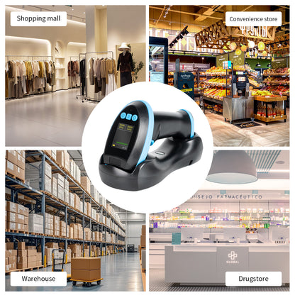 TH39 Wireless Barcode Scanner with Display Screen, 1.77'' On-Screen Configuration, Bluetooth 4.2 & 2.4G Wireless & USB, Industrial Handheld 1D/2D/QR Scanner for Warehouse, Inventory, Retail